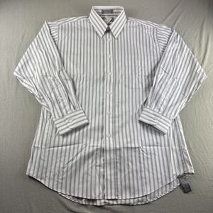 Vintage Stanford Pinpoint Oxford Shirt Men's 16 32 Blue Striped Wrinkle Free NEW